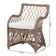 Pemberly Row Contemporary Rattan Open-Weave Armchair with Cushion