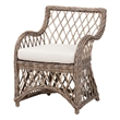 Pemberly Row Contemporary Rattan Open-Weave Armchair with Cushion