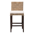 Pemberly Row Contemporary Rattan Basketweave Counter Stool with Cushion
