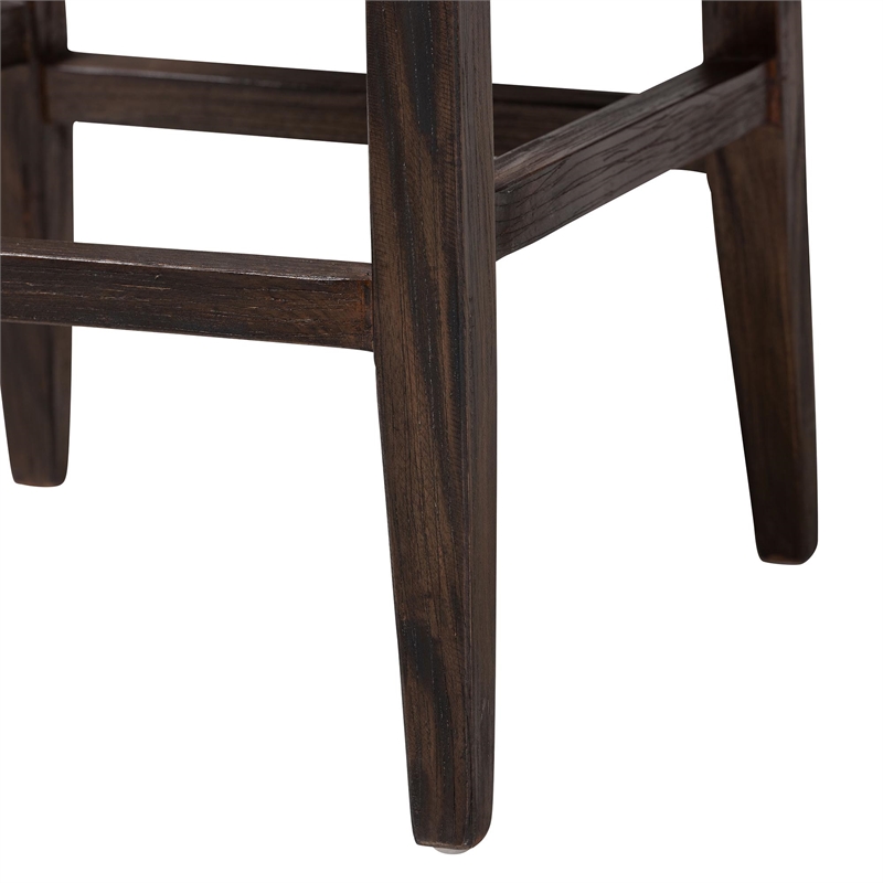 Pemberly Row Contemporary Rattan Basketweave Counter Stool with Cushion