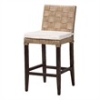 Pemberly Row Contemporary Rattan Basketweave Counter Stool with Cushion