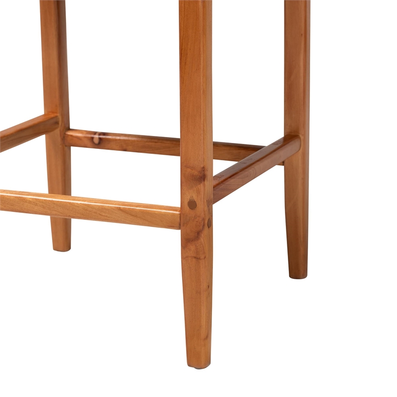 Pemberly Row Contemporary Rattan and Wood 2-Piece Counter Stool Set