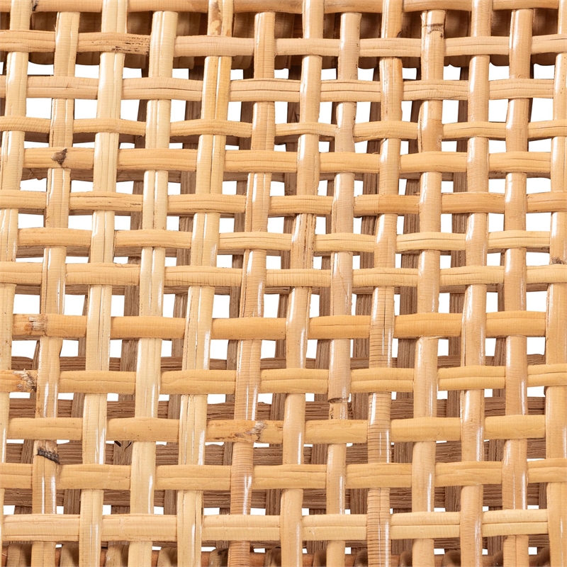 Pemberly Row Contemporary Rattan and Wood 2-Piece Counter Stool Set