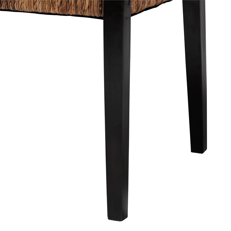 Pemberly Row Contemporary 2-Piece Seagrass Armchair Dining Set in Black