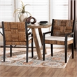 Pemberly Row Contemporary 2-Piece Seagrass Armchair Dining Set in Black