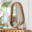 Pemberly Row Contemporary Rattan Irregular Shape Wall Mirror in Natural