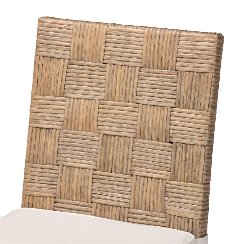 Pemberly Row Contemporary Rattan Basketweave Dining Chair with Cushion