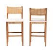 Pemberly Row Contemporary Rattan and Wood 2-Piece Bar Stool Set