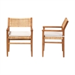 Pemberly Row Rattan and Mahogany 2-Piece Dining Armchair Set