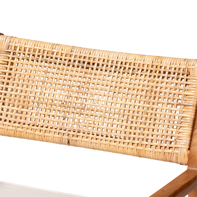 Pemberly Row Rattan and Mahogany 2-Piece Dining Armchair Set