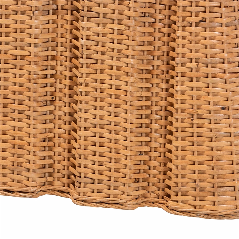 Pemberly Row Contemporary Rattan Pleated End Table with Braided Detail