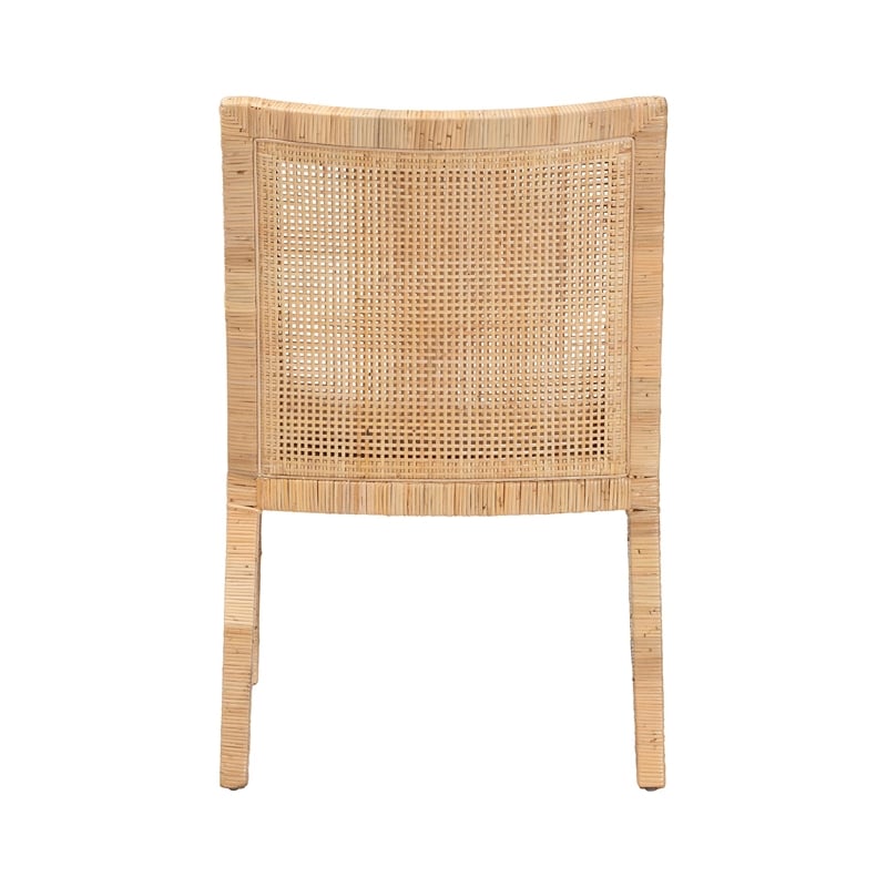 Pemberly Row Contemporary Rattan Open Wingback Dining Chair with Cushion