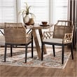 Pemberly Row Rattan 2-Piece Dining Armchair Set with Cushions