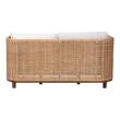 Pemberly Row Contemporary Rattan Tuxedo Sofa with Upholstered Cushions