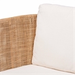 Pemberly Row Contemporary Rattan Tuxedo Sofa with Upholstered Cushions