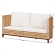 Pemberly Row Contemporary Rattan Tuxedo Sofa with Upholstered Cushions