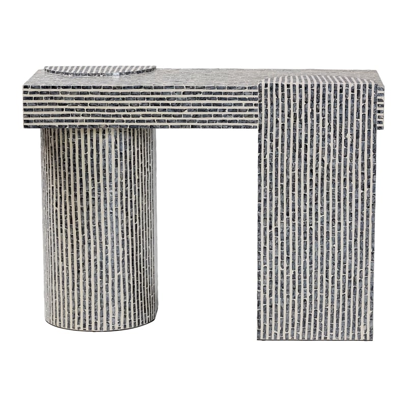 Pemberly Row Capiz Shell Console Table with Geometric Pattern
