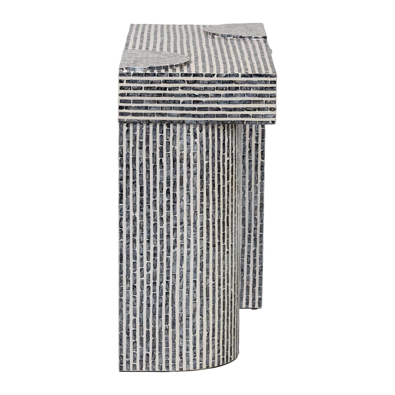 Pemberly Row Capiz Shell Console Table with Geometric Pattern