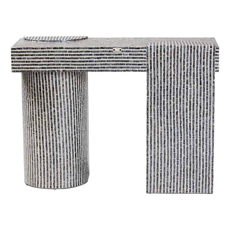 Pemberly Row Capiz Shell Console Table with Geometric Pattern