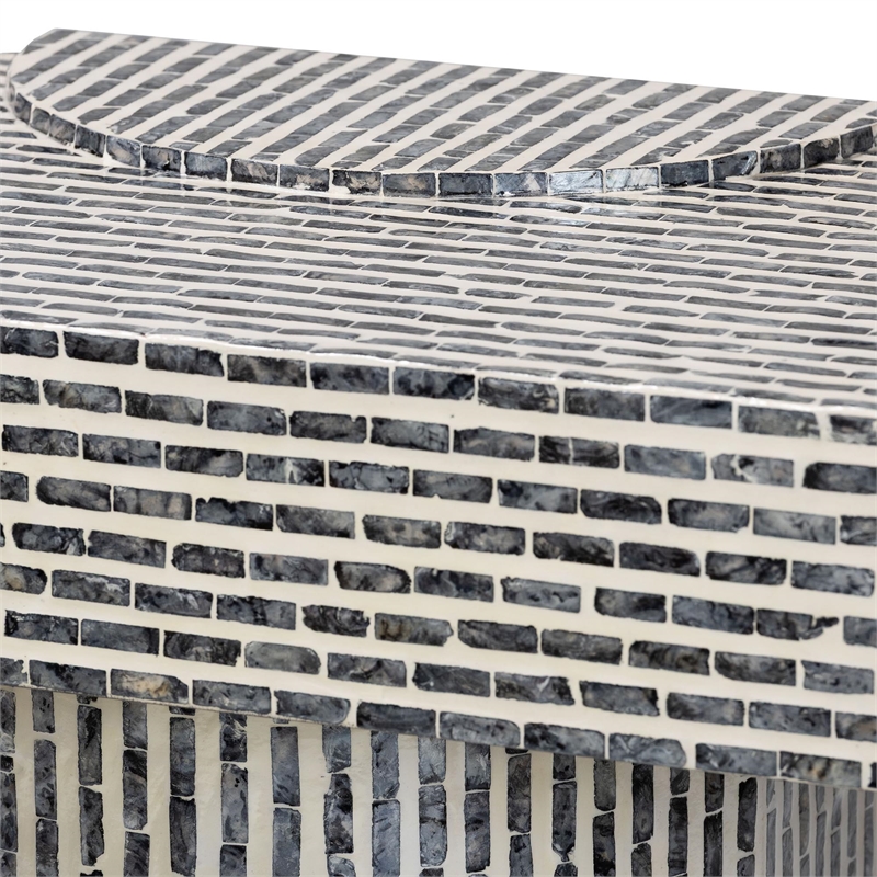 Pemberly Row Capiz Shell Console Table with Geometric Pattern