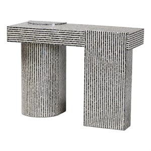 Pemberly Row Capiz Shell Console Table with Geometric Pattern