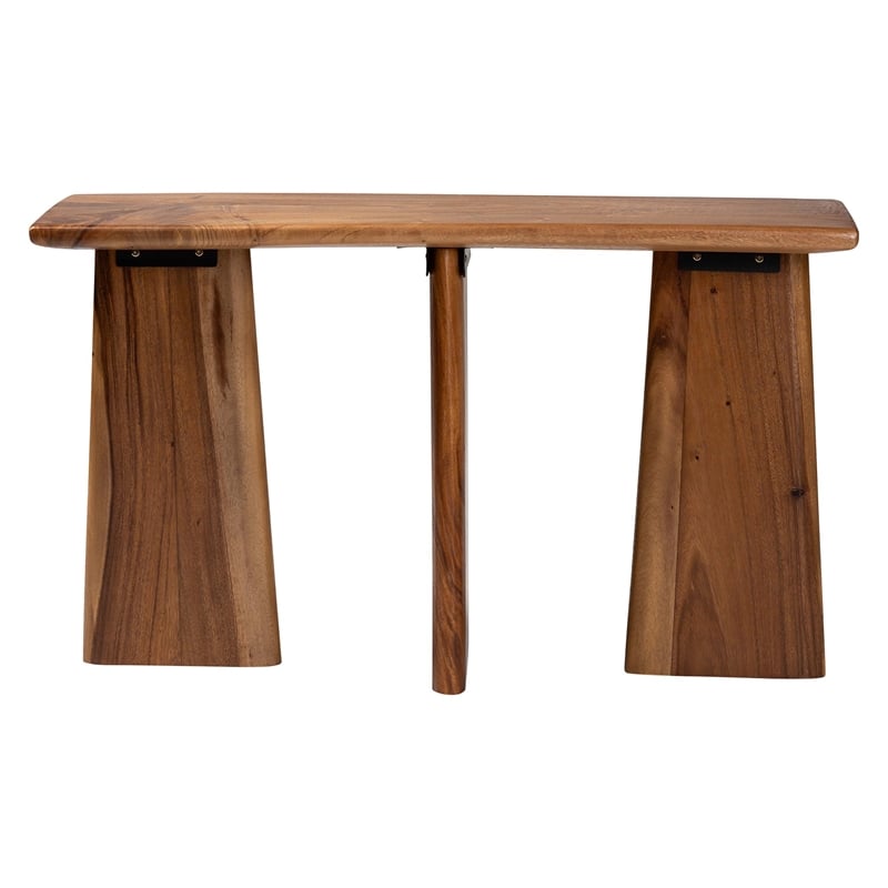Pemberly Row Contemporary Suar Wood Live Edge Console Table - Fully Assembled