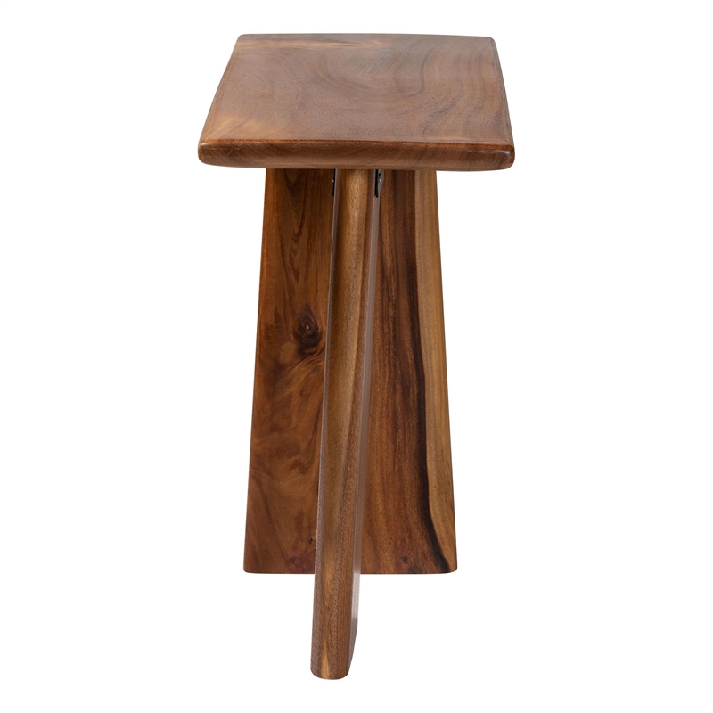 Pemberly Row Contemporary Suar Wood Live Edge Console Table - Fully Assembled