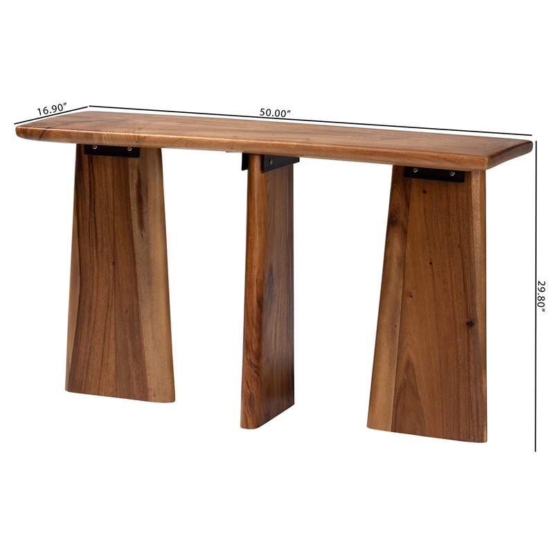 Pemberly Row Contemporary Suar Wood Live Edge Console Table - Fully Assembled
