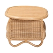Pemberly Row Contemporary Oval Rattan Coffee Table with Open Shelf