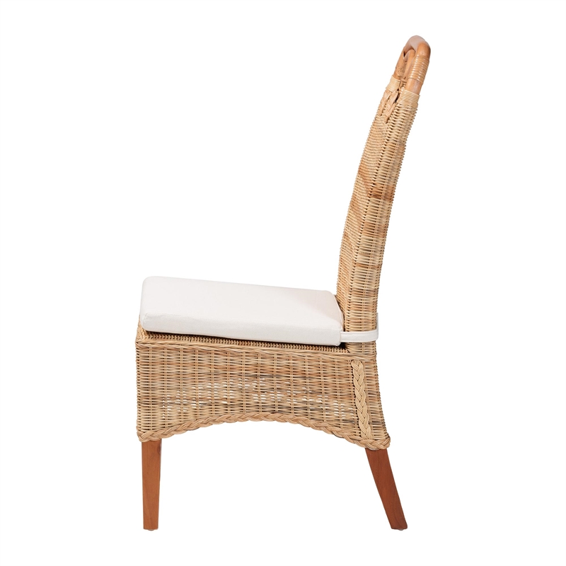 Pemberly Row Contemporary Rattan Dining Chair with Openwork Backrest