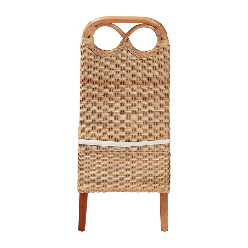 Pemberly Row Contemporary Rattan Dining Chair with Openwork Backrest