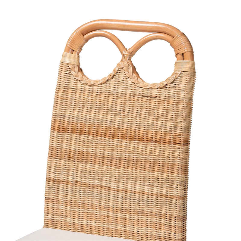 Pemberly Row Contemporary Rattan Dining Chair with Openwork Backrest