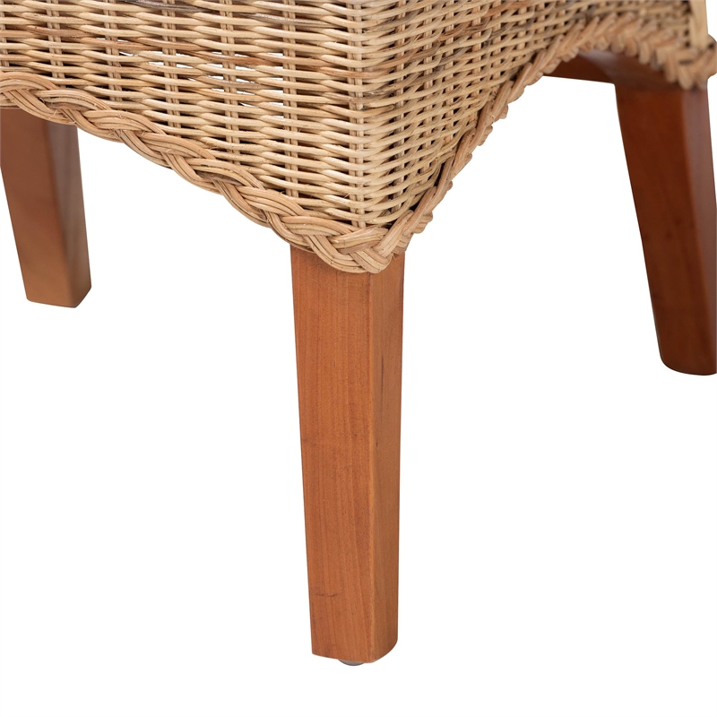 Pemberly Row Contemporary Rattan Dining Chair with Openwork Backrest