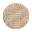 Pemberly Row Scalloped Rattan Round End Table in 2-Tone Natural