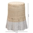 Pemberly Row Scalloped Rattan Round End Table in 2-Tone Natural