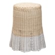 Pemberly Row Scalloped Rattan Round End Table in 2-Tone Natural