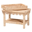 Pemberly Row Scalloped Rattan End Table with Removable Tray Top