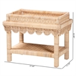 Pemberly Row Scalloped Rattan End Table with Removable Tray Top