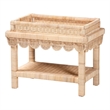 Pemberly Row Scalloped Rattan End Table with Removable Tray Top