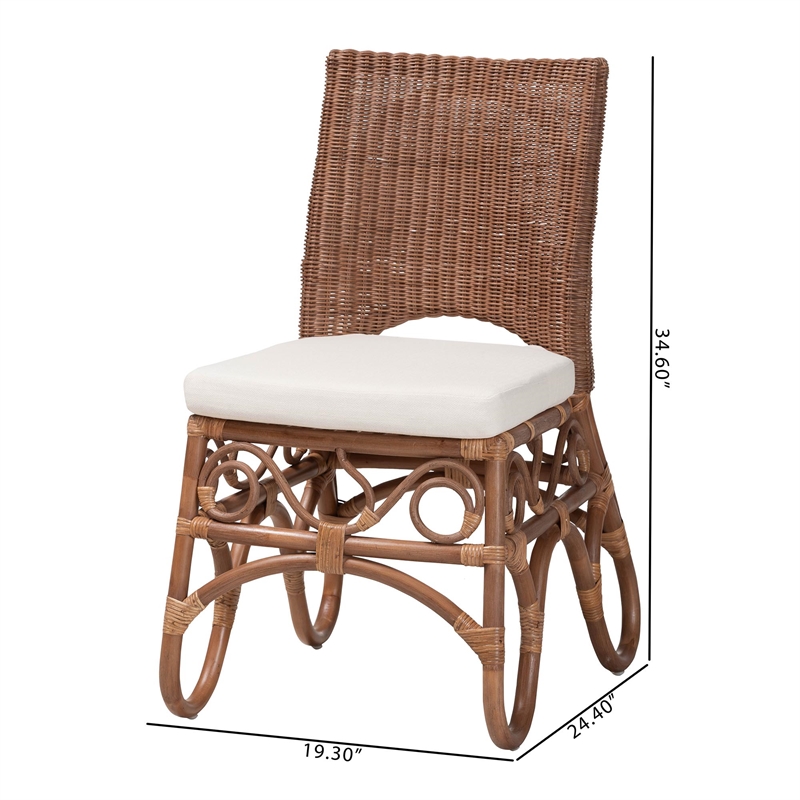 Pemberly Row Rattan Dining Chair with Sculptural Openwork Frame