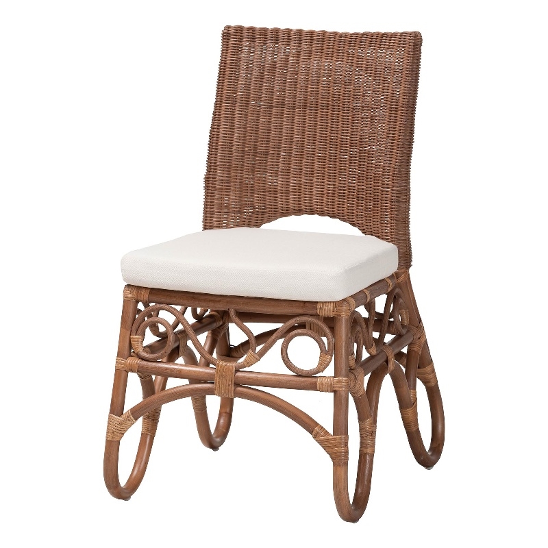 Pemberly Row Rattan Dining Chair with Sculptural Openwork Frame