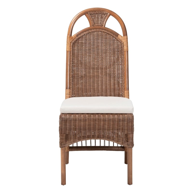 Pemberly Row Contemporary Rattan Dining Chair with High Woven Backrest