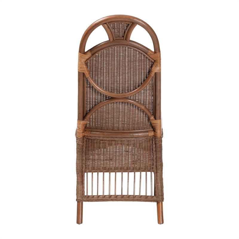 Pemberly Row Contemporary Rattan Dining Chair with High Woven Backrest