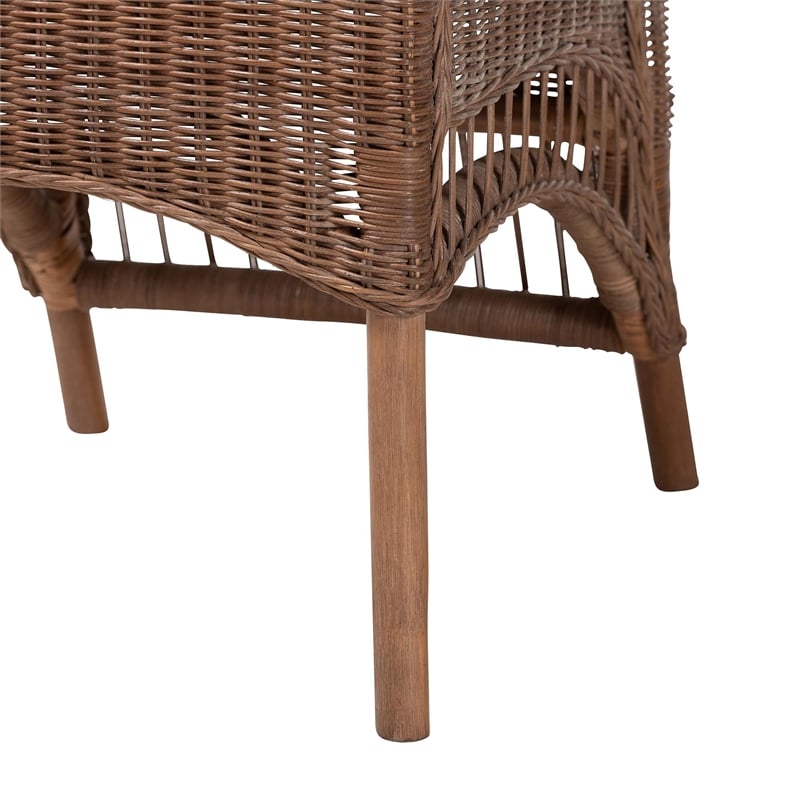 Pemberly Row Contemporary Rattan Dining Chair with High Woven Backrest