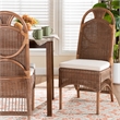 Pemberly Row Contemporary Rattan Dining Chair with High Woven Backrest