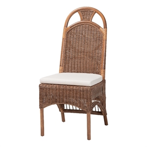 Pemberly Row Contemporary Rattan Dining Chair with High Woven Backrest