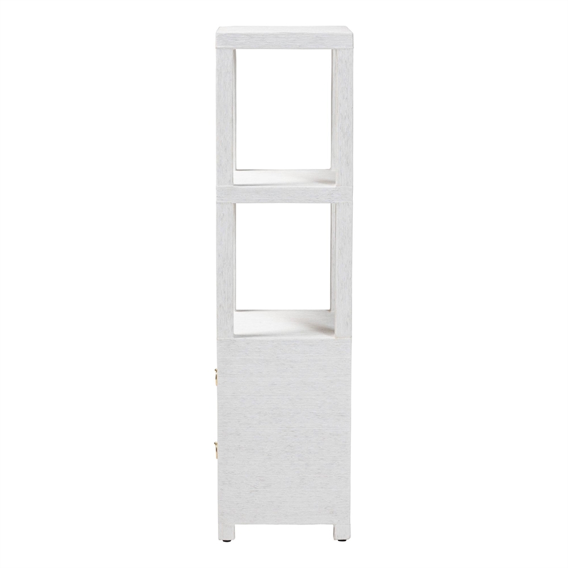 Pemberly Row Contemporary Grasscloth Tall Storage Cabinet with 2 Drawers