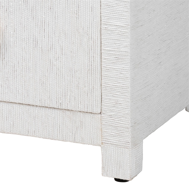 Pemberly Row Contemporary Grasscloth Tall Storage Cabinet with 2 Drawers