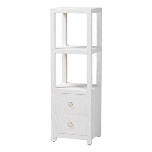 Pemberly Row Contemporary Grasscloth Tall Storage Cabinet with 2 Drawers