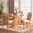 Pemberly Row Contemporary 5-Piece Rattan Dining Set with Braided Table